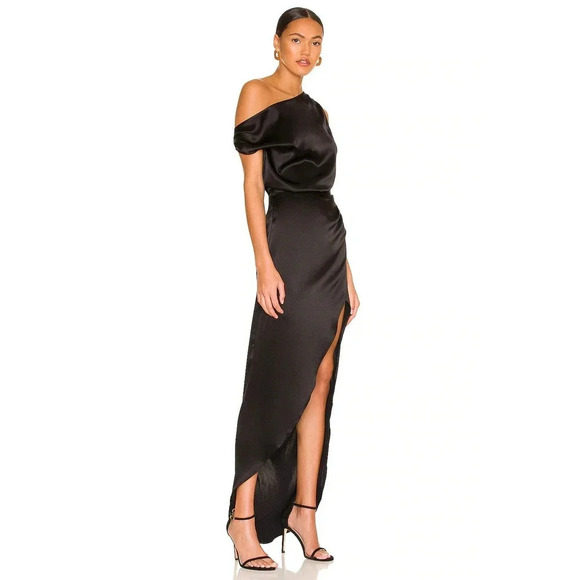 NONchalant Label Dinah One Shoulder Draped Dress Black Size XL NWT - Picture 2 of 8